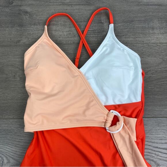 Cupshe Orange Colorblock One Piece Swimsuit Sz.S NWT - Picture 3 of 14